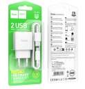 ������� �������� ���������� c 2 USB A HOCO C141A, 2.1A + ������ Type-C, �����