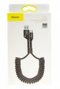 Data кабель USB Baseus CATSR-01, Type-c, пружина, оплетка, черный